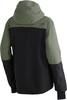 Grüne Herrenjacke mit schwarzen Einsätzen und Kapuze, hinten mit Logo.