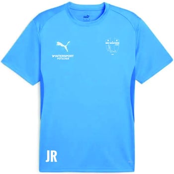 Ein blaues Puma-T-Shirt mit Logo und Intersport Potscher Schriftzug.