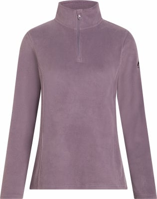 Lila Damen Fleece Pullover mit Stehkragen und kurzem Reißverschluss. Lila Damen Fleece Pullover mit Stehkragen und kurzem Reißverschluss.