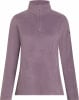 Lila Damen Fleece Pullover mit Stehkragen und kurzem Reißverschluss.