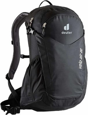 Schwarzer Deuter Velo Air 20 Wanderrucksack mit Markenlogo.