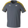 Graues T-Shirt mit gelben Schultern und ATC-Logo auf der Brust.