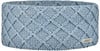 Hellblaue Strickstirnband mit Rautenmuster und Logo