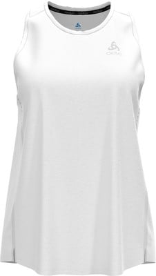 Damen-Tanktop von Odlo in Weiß mit Logo und dezentem Muster. Damen-Tanktop von Odlo in Weiß mit Logo und dezentem Muster.