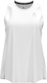 Damen-Tanktop von Odlo in Weiß mit Logo und dezentem Muster.