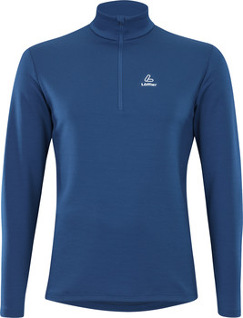 Blaue Herrenjacke mit kurzem Reißverschluss und Löffler-Logo.