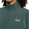 Grüne Fleecejacke mit Reißverschluss und Jack Wolfskin Logo.