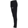 Schwarze Sporthose mit weißem JAKO-Logo auf dem linken Bein.