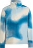 Blaue Fleece-Pullover mit Reißverschluss und Marmormuster.