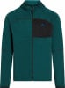 Grüne Herren-Kapuzenjacke mit schwarzer Reißverschlusstasche und Logo.
