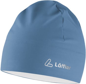 Eine blaue Mütze mit Löffler-Logo an der Seite.