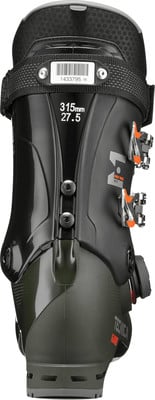 Ein Skischuh von Technica mit verstellbarer Schnalle und Riemen. Ein Skischuh von Technica mit verstellbarer Schnalle und Riemen.