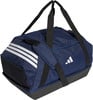 Dunkelblaue Adidas Sporttasche mit weißen Streifen und Logo.