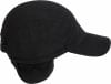 Schwarze Fleece-Kappe mit Schirm und Ohrenklappen.