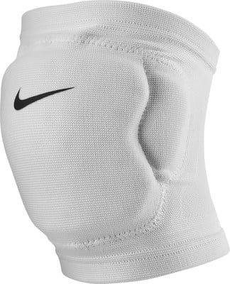 Weiße Sportkniebandage mit schwarzem Nike-Logo. Weiße Sportkniebandage mit schwarzem Nike-Logo.