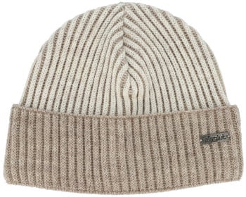 Gerippte Mütze mit Eisglut-Logo, beige und hellbraun.