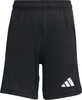 Schwarze Adidas Sporthose mit weißem Logo und elastischem Bund.