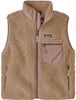 Eine beige Patagonia Fleeceweste mit Reißverschluss und Taschen.