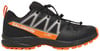 Schwarzer Herren-Trailschuh von Salomon mit orangen Akzenten und Schnellverschluss.