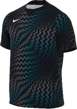 Schwarzes Nike Herren T-Shirt mit Grafikdruck und weißem Logo.
