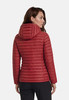 Damen-Steppjacke in Rot mit Kapuze, Rückansicht.