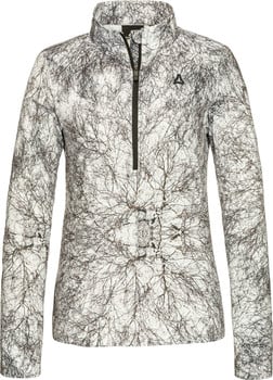 Damenpullover mit Zweigmuster und kurzem Reißverschluss.