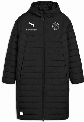 Schwarze Puma Steppjacke mit Intersport-Logo und Vereinswappen.