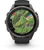 Eine Smartwatch mit einer Karte, die Route und Position anzeigt.