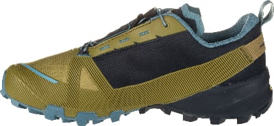 Herren-Trailrunning-Schuh in Olivgrün und Dunkelblau mit Schnellverschluss. Herren-Trailrunning-Schuh in Olivgrün und Dunkelblau mit Schnellverschluss.