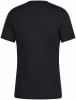 Schwarzes Herren-T-Shirt mit kurzen Ärmeln, von hinten gezeigt.