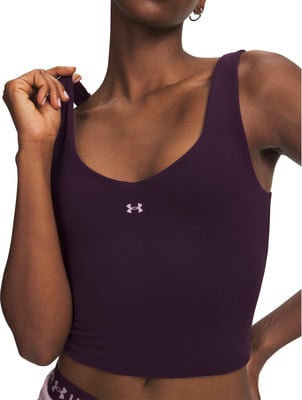 Damen-Crop-Top in Lila mit Under Armour Logo auf der Brust.