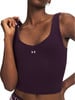 Damen-Crop-Top in Lila mit Under Armour Logo auf der Brust.