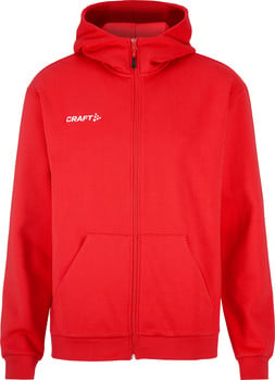Rote Kapuzenjacke mit Craft-Logo auf der linken Brustseite.