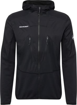 Schwarze Mammut Herrenjacke mit Kapuze und Reißverschluss, ideal für Outdoor-Aktivitäten. Schwarze Mammut Herrenjacke mit Kapuze und Reißverschluss, ideal für Outdoor-Aktivitäten.