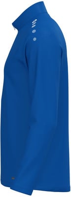 Blaue Sportjacke mit Logo auf der Schulter und weißem Kragen. Blaue Sportjacke mit Logo auf der Schulter und weißem Kragen.