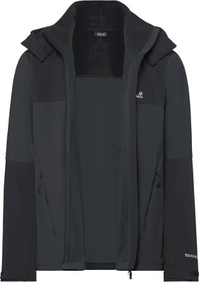 Schwarze Herrenjacke mit Kapuze und Reißverschluss. Schwarze Herrenjacke mit Kapuze und Reißverschluss.
