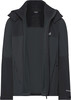 Schwarze Herrenjacke mit Kapuze und Reißverschluss.