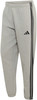 Graue Adidas Trainingshose mit schwarzen Streifen und Logo.