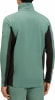 Grüne Herrenjacke mit schwarzen Seitenpaneelen und hohem Kragen.