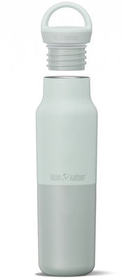 Hellgrüne Flasche mit abnehmbarem Deckel oben. Hellgrüne Flasche mit abnehmbarem Deckel oben.