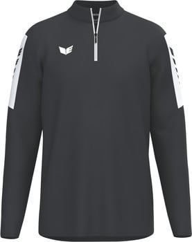 Schwarzes Herren-Langarmshirt mit weißen Streifen an den Ärmeln.