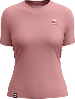 Damen-T-Shirt in Rosé mit kurzen Ärmeln und ORTOVOX-Logo.