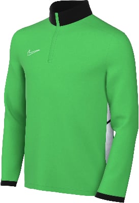 Grüner Herrenpullover von Nike mit weißem Logo und schwarzem Kragen.