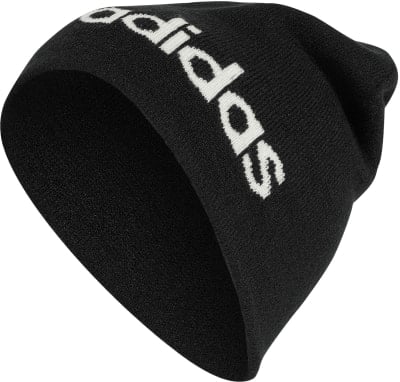 Schwarze Adidas Strickmütze mit weißem Logo. Schwarze Adidas Strickmütze mit weißem Logo.