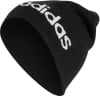Schwarze Adidas Strickmütze mit weißem Logo.