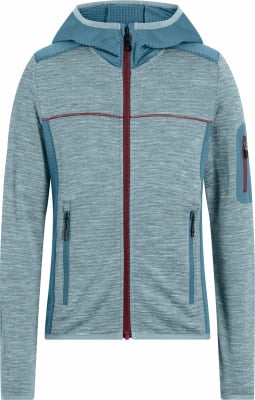 Graue Herren-Fleecejacke mit Kapuze und rotem Reißverschluss. Graue Herren-Fleecejacke mit Kapuze und rotem Reißverschluss.