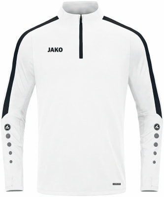 Weißes JAKO Shirt mit schwarzen Ärmelstreifen und Logo. Weißes JAKO Shirt mit schwarzen Ärmelstreifen und Logo.