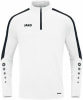 Weißes JAKO Shirt mit schwarzen Ärmelstreifen und Logo.