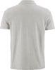 Rückansicht eines grauen kurzärmeligen Poloshirts.
