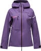Lila Skijacke mit Kapuze und Peak Performance Logo.
